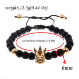 6mm Pave Zircon Crown Weaving Charm Bracelet Matte Finish Men Women