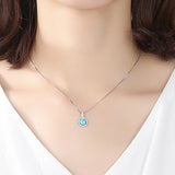 Antique Lady 925 Silver Opal Wedding Jewelry Round Pendant Necklace VA295