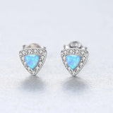 925 Silver Opal Stud Earrings CZ Wedding Party Accessories