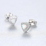 925 Silver Opal Stud Earrings CZ Wedding Party Accessories