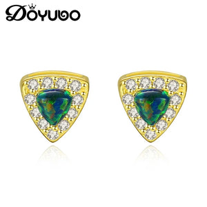 925 Silver Opal Stud Earrings CZ Wedding Party Accessories
