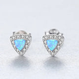925 Silver Opal Stud Earrings CZ Wedding Party Accessories