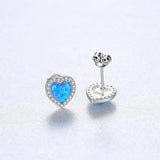 Romantic Lady Heart Opal Earrings Wedding S925 Sterling Silver VC244