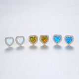 Romantic Lady Heart Opal Earrings Wedding S925 Sterling Silver VC244