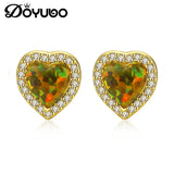 Romantic Lady Heart Opal Earrings Wedding S925 Sterling Silver VC244