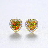 Romantic Lady Heart Opal Earrings Wedding S925 Sterling Silver VC244
