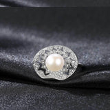 Sterling Silver Pearl Ring S925 Wedding Ring Jewelry Adjustable Female Rings