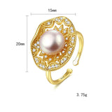 Sterling Silver Pearl Ring S925 Wedding Ring Jewelry Adjustable Female Rings