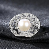 Sterling Silver Pearl Ring S925 Wedding Ring Jewelry Adjustable Female Rings