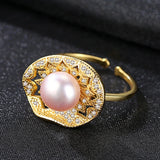 Sterling Silver Pearl Ring S925 Wedding Ring Jewelry Adjustable Female Rings