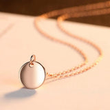 Rose Sterling Silver Circle Pendant Necklace European Button Charms Chains