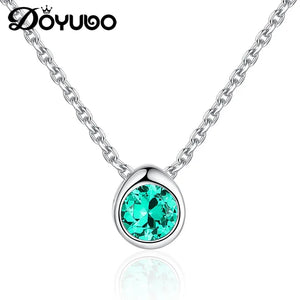 925 Silver Water Drop CZ Charm Necklace for Women