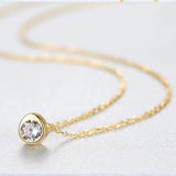 925 Silver Water Drop CZ Charm Necklace for Women