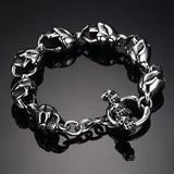 Vintage Stainless Steel Skull Head Bracelet European Male Bangles DD077