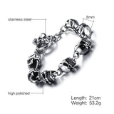 Vintage Stainless Steel Skull Head Bracelet European Male Bangles DD077