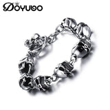 Vintage Stainless Steel Skull Head Bracelet European Male Bangles DD077