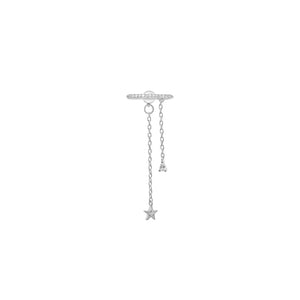 925 Silver Chain Piercing Ear Clips CZ Rock Punk