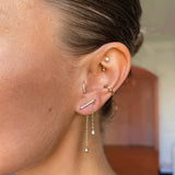 925 Silver Chain Piercing Ear Clips CZ Rock Punk