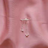 925 Silver Chain Piercing Ear Clips CZ Rock Punk