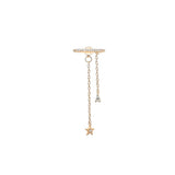 925 Silver Chain Piercing Ear Clips CZ Rock Punk