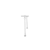 925 Silver Chain Piercing Ear Clips CZ Rock Punk