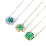 925 Silver Emerald Pendant Long Necklace Party Wedding Jewels