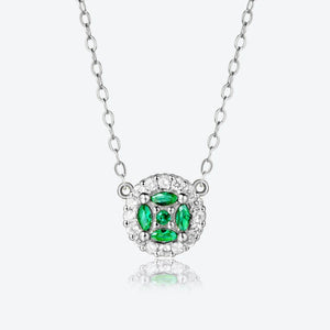 925 Silver Emerald Pendant Long Necklace Party Wedding Jewels