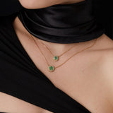 925 Silver Emerald Pendant Long Necklace Party Wedding Jewels