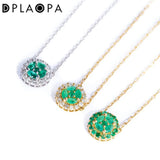 925 Silver Emerald Pendant Long Necklace Party Wedding Jewels
