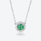 925 Silver Emerald Pendant Long Necklace Party Wedding Jewels