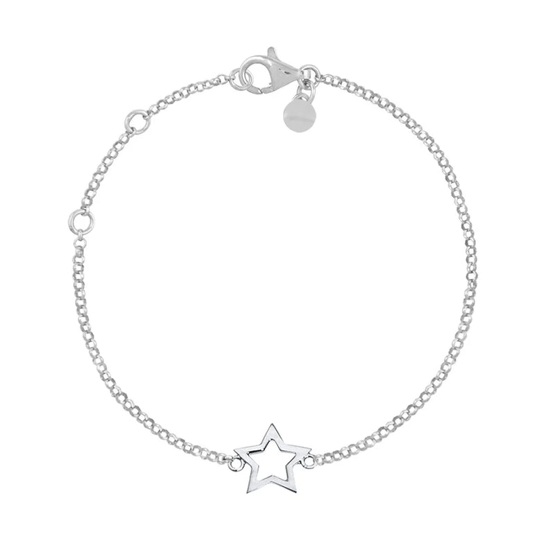 925 Sterling Silver Star Charm Pendant Chain Bracelet Wedding Jewelry