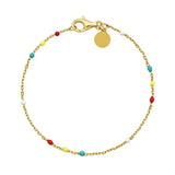 925 Silver Rainbow Enamel Charm Choker Bracelet