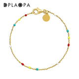 925 Silver Rainbow Enamel Charm Choker Bracelet