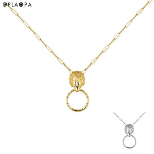 925 Sterling Silver Lion Necklace Long Chain Horoscope Finej Jewelry
