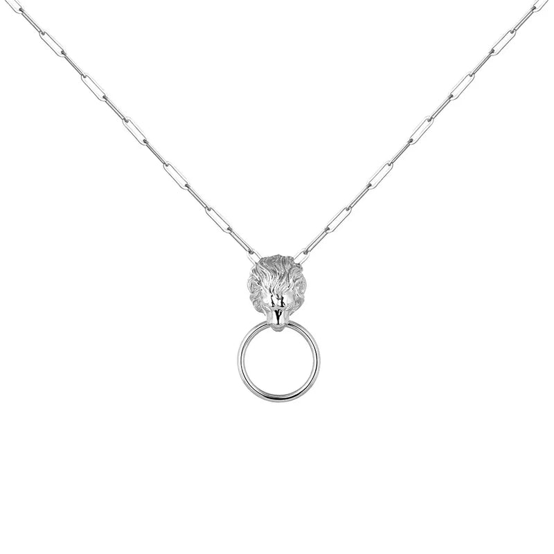 925 Sterling Silver Lion Necklace Long Chain Horoscope Finej Jewelry