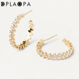 925 Silver 20mm Zircon CZ Hoops Earrings Big Circle Wedding Jewelry