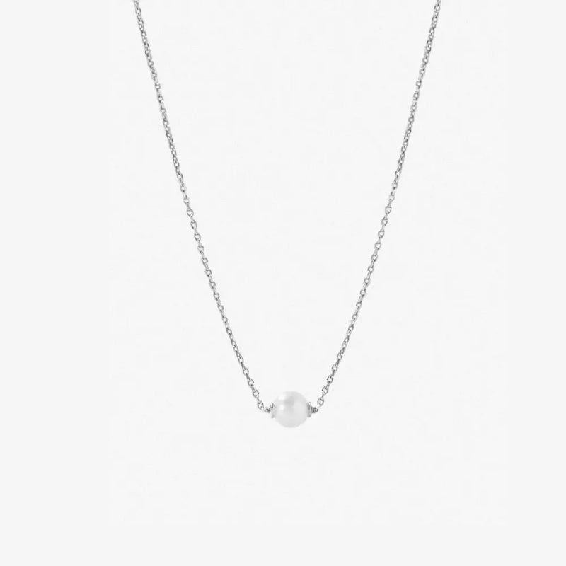 925 Silver Collar Plated Pearl Chain Necklace Women Fine Jewelry Wedding
