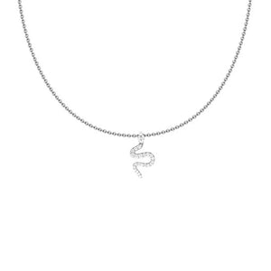 925 Silver Snake Choker Necklace Crystal CZ