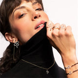 925 Silver Snake Choker Necklace Crystal CZ