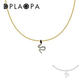 925 Silver Snake Choker Necklace Crystal CZ