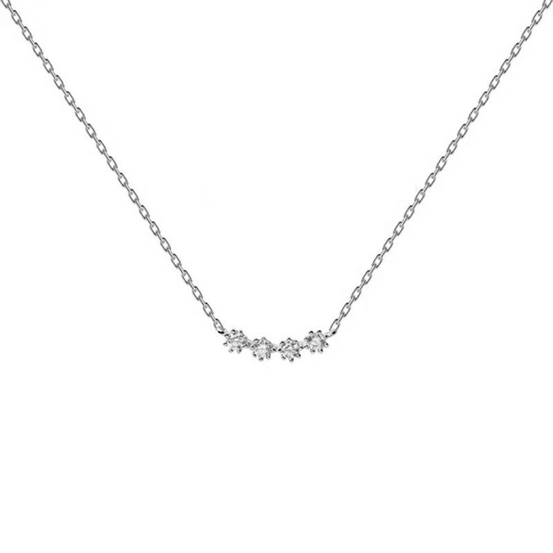 DPLAOPA 925 Silver Collar Clear Zircon Pendant Chain Women Wedding Jewelry