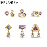 925 Silver Rainbow Spring Stud Earring Clips Women Jewelry