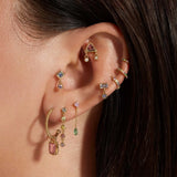 925 Silver Rainbow Spring Stud Earring Clips Women Jewelry