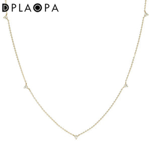 925 Sterling Silver Zircon CZ Charm Chocker Chain Necklace