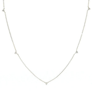 925 Sterling Silver Zircon CZ Charm Chocker Chain Necklace
