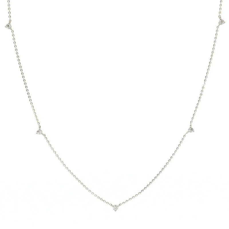 925 Sterling Silver Zircon CZ Charm Chocker Chain Necklace