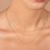 925 Sterling Silver Zircon CZ Charm Chocker Chain Necklace