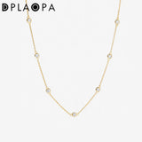 925 Silver Zircon CZ Choker Necklace Long Chain Wedding Crystal Jewels