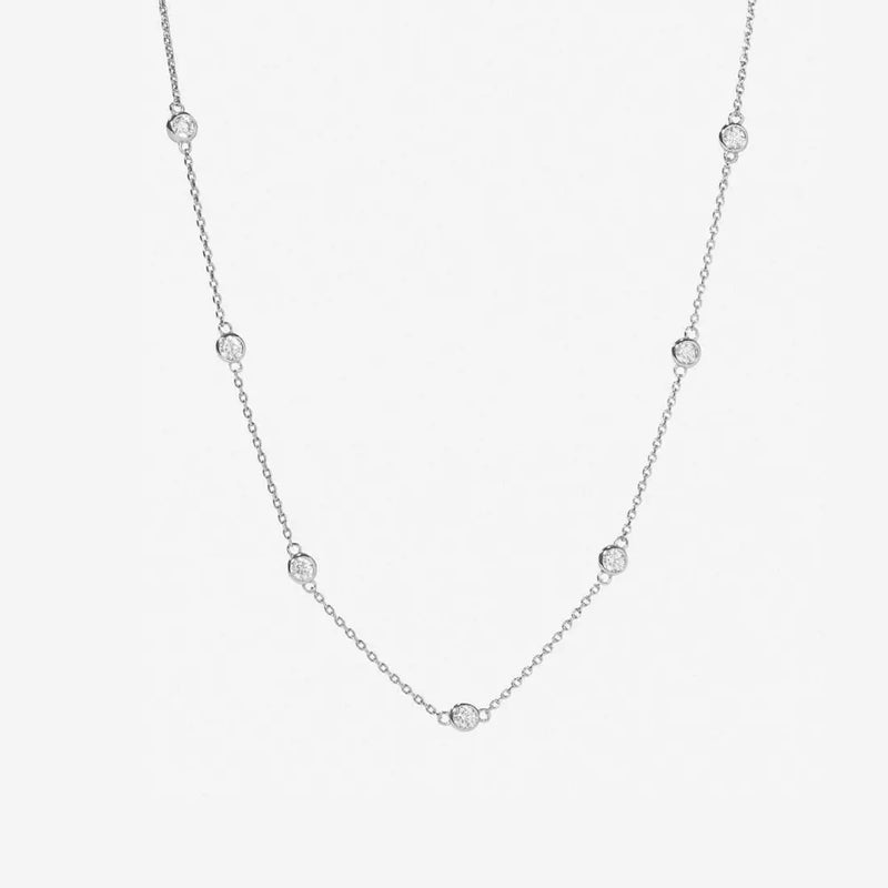 925 Silver Zircon CZ Choker Necklace Long Chain Wedding Crystal Jewels
