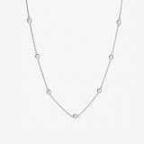925 Silver Zircon CZ Choker Necklace Long Chain Wedding Crystal Jewels